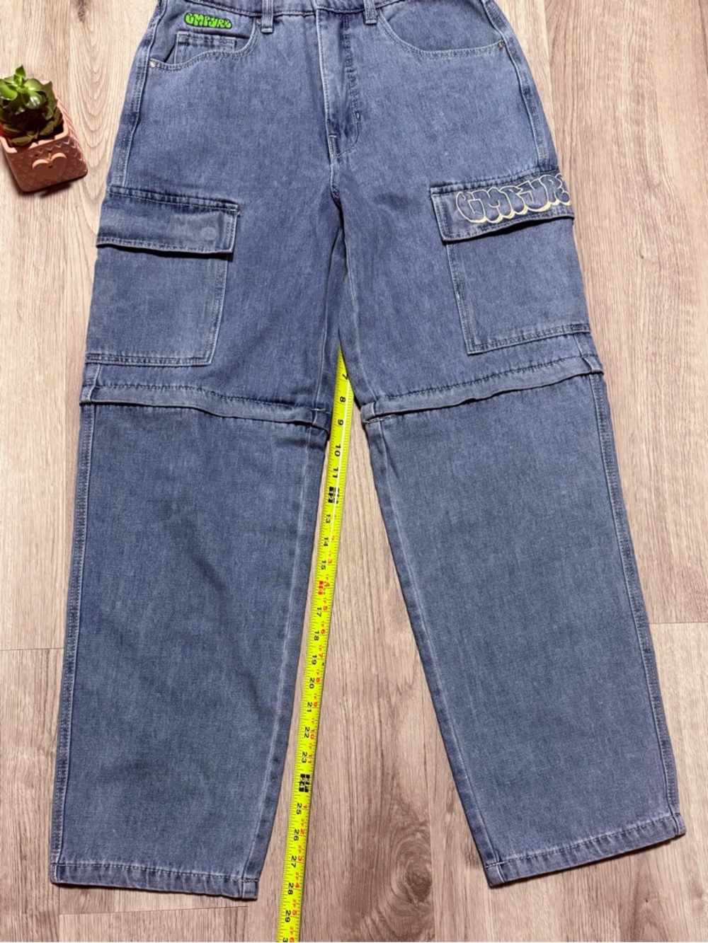 Empyre Blue Wide Leg Flare Jeans Denim Skater Graffiti style - Picture 10 of 11